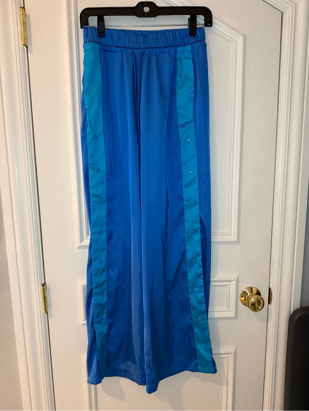 JoyLab XXS Blue Satin Wide Leg Snap Track Pants NWOT
